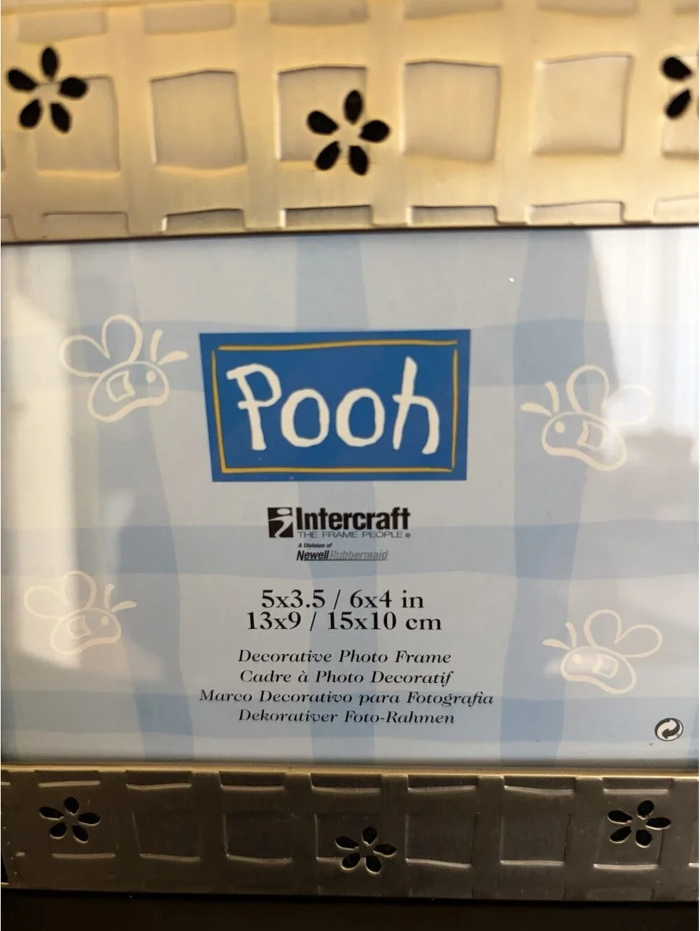 Disney Intercraft Metal  Picture Frame Winnie The Pooh Holds 3x5 Photo Glass